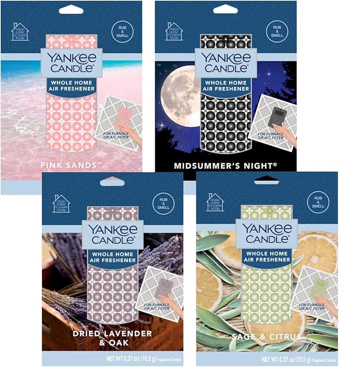 Yankee Candle Whole Home Air Freshener Variety Pack (Midsummer's Night, Dried Lavender & Oak, Sage Citrus, & Pink Sands) (1ea / Pack of 4)