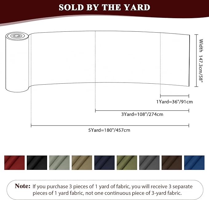 Foreate Waterproof Canvas Fabric by The Yard 600D Fade & UV Resistant Indoor Outdoor Oxford Fabric 58” W Upholstery Polyester Material for Patio Chairs Tent Camping DIY, 1 Yard Wine Red