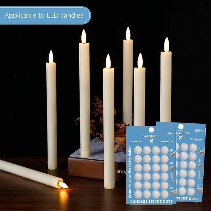 Taper Candle Sticky Dots - White Candle Wax Dots -Taper Candle Candle Adhesive - Secure Your Candles to Any Holder (48Pack)