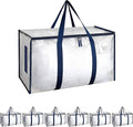 Simple Deluxe 6 Pack Extra Large Moving Bags with Lids, Reinforced Handles and Zippers, Heavy Duty Storage Tote for Moving Travel Camping Space Saving, White