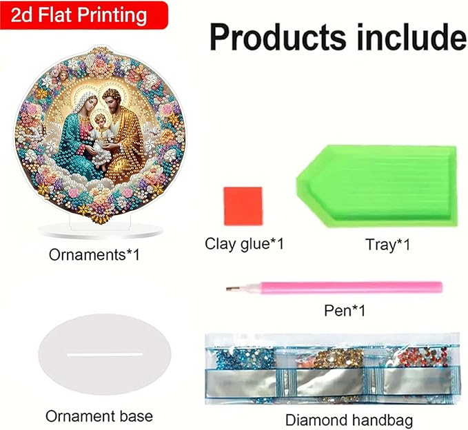 ZeeLionArt Tabletop Diamond Art Painting Kit for Adult,Christmas The Birth of Jesus DIY Special Shaped Rhinestone Desk Placement Ornament,Home Stand Up Gem Painting Craft Kit,Gift,Double Sided.