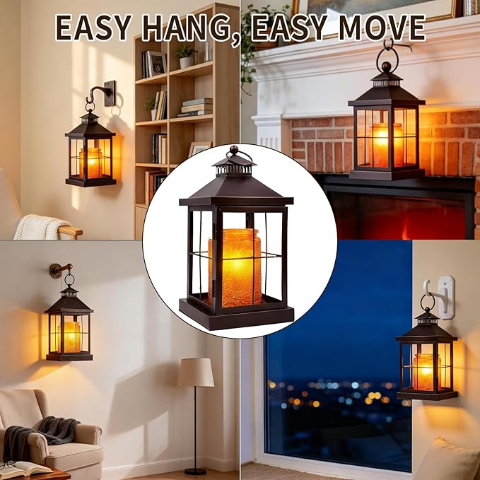 Candle Warmer Lamp with Timer,Compatible with 3 Wick Candles Jars,Vintage Candle Warmer Lantern Lamp,Dimmable Farmhouse Candle Lamp Warmer,Fully Enclosed and Hanging Up Designed-Coffee
