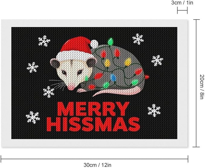 AIVKIEJK Diamond Painting Kits for Adults - Christmas Possum Merry Hissmas Painting DIY 5D Full Drill Diamond Dots Paintings with Diamonds Gem Art and Crafts Home Decor 8"x12"
