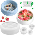 Rose Candle Molds, 5Pcs Rose Silicone Molds for Candle Making, Roses Flower Leaf Mold and Round Candle Vessel Mold Set for Scented Candles, Handmade Soap, Epoxy Resin Casting, Mom Gifts