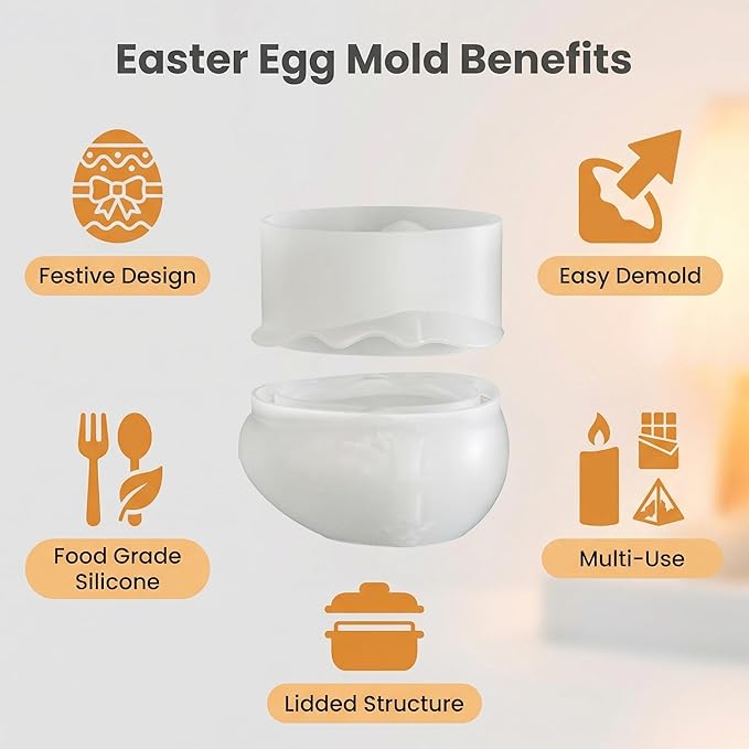 Easter Egg Shaped Candle Jar Silicone Mold, Decorative Storage Container Mold for DIY Candles, Aromatherapy Plaster, Resin Crafts - Spring Home Decor Gift