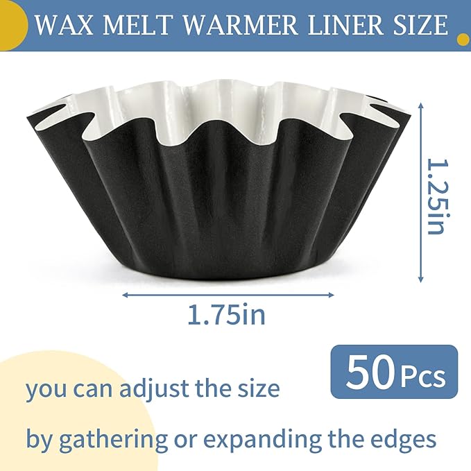 50 Pcs Wax Melt Liners, Wax Melt Warmer Liners, Leakproof & Reusable Wax Melt Cups for Wax Burner, Wax Melters, Candle Warmers, Scented Wax, Plug Warmers, Electric Wax Warmers