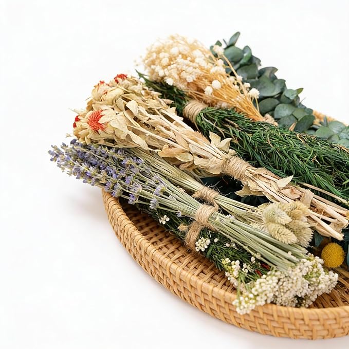 12 Kinds of Handmade Dried Flowers, Natural Pampas Grass, Eucalyptus, Rabbit Tail Grass, Lavender, Romantic Wedding Decoration, Home Decoration（Green Series）