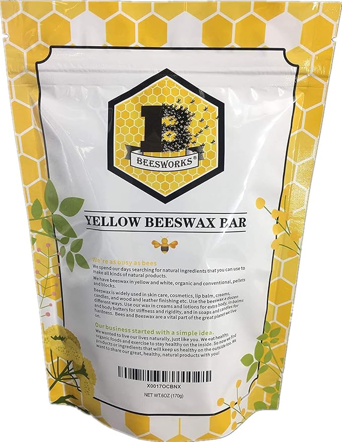 BEESWORKS Yellow Beeswax Bars (12 oz) | 100% Pure, Cosmetic Grade, Triple-Filtered Beeswax for DIY Skin Care, Lip Balm, Lotion and Candle Making (1 oz Bars - 2 Packages of 6)