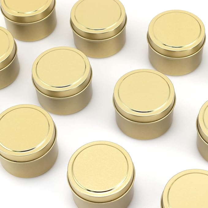 SONVIIBOX 48 Pieces 4oz Gold Candle Tins,Bulk Candle tin,Candle Jars for Making Candles,Bulk Candle Containers for Candle Making,Storage Jars,DIY Candle Making(Gold)