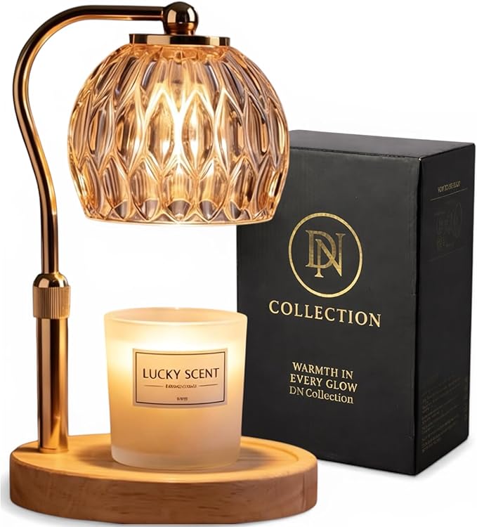 Crystal Candle Warmer Lamp with Timer and Dimmer, Adjustable Height Electric Candle Warmer for Jar Candles, Flameless Wax Melt Warmer, Glass Candle Warmer Lamp – DN Collection
