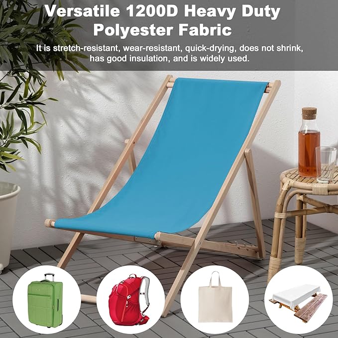 Thickened Waterproof Canvas Fabric by The Yard, 1200D 58" W Outdoor Upholstery Material Heavy Duty Fabric Water Resistant Sewing Material for Chair Patio Cushion Purse Bag, 5 Yard Sky Blue