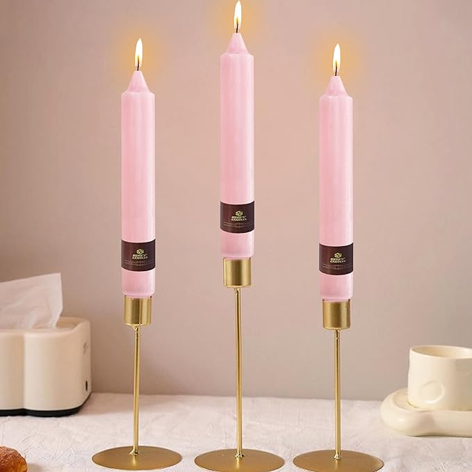 Pink Taper Candles 9 inch - 4 Pack Fat Candle Taper Candles Dripless, Smokeless, Unscented Tall Candlesticks - Perfect for Home Decor, Weddings, and Special Occasions