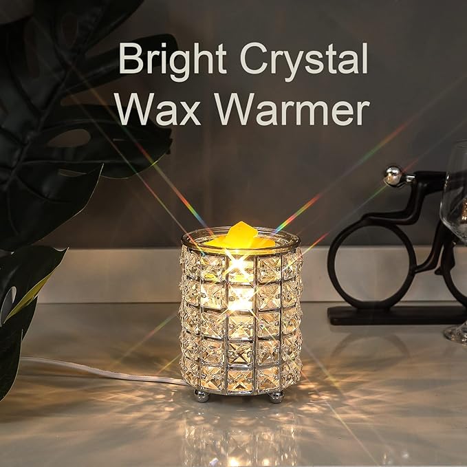 Wrought Iron Crystal Wax Melt Warmer Electric Oil Burner Wax Melt For Home, Kitchen, Living Room, Bedroom, SPA(Silver)