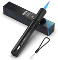 Torch Lighter with Fuel Level Window for Candle, Adjustable Fire Jet Torch Windproof Lighter Long for Grill Cooking Survival, Mini Men Gifts, Black