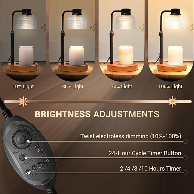 KLL Candle Warmer Lamp with Timer: Mothers Day Gifts, Gifts for Mom, Birthday Gift for Women - House Warming Gift New Home Decor - Wax Warmer for Jar Candles with 2 Bulbs