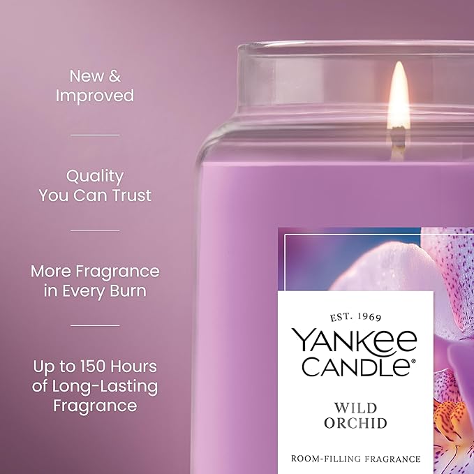 Yankee Candle Wild Orchid Scented Candle, 22oz Large Jar with up to 150 Hour Burn Time, Giftable