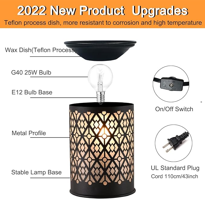 kobodon Metal Wax Warmer,Wax melt Warmer,Candle Wax Burner, Electirc Wax Melt Warmer Candle Melter as Gifts for Moms Grandma Women Girls (Diamond)
