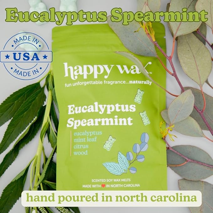 Happy Wax Best Sellers Collection Scented Natural Soy Wax Melts – 6 Total Oz. of Scented Wax Melts, Collection Includes Lemon Verbena, Coastal Tide and Eucalyptus Spearmint