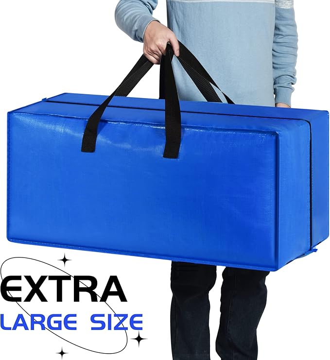 Moving Bags, Storage Totes, Extra Large Storage Bags for Moving Supplies, College Dorm Essentials, Bedroom Closet, Packing Bags with Backpack Handles Zipper Compatible with IKEA Frakta Cart（8 Pack）