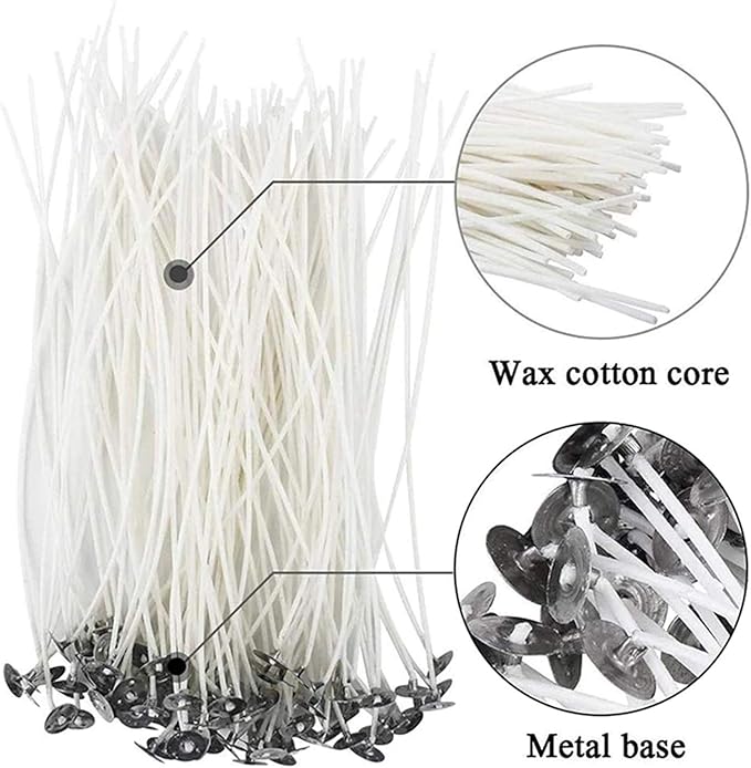 Candle Wicks 100% Natural Cotton, Braid Candle Wick Pre Waxed Non-Smoke Braided Wicks Beeswax Candles Wicks for Candle Making DIY Easter Candle Decor 6inch (15cm)