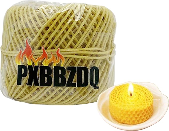 PXBBZDQ Beeswax Candle Wicks 100% Organic Hemp Spool with Natural Bees Wax Coating for Candle Making,Candle DIY (200 ft,1.0mm)