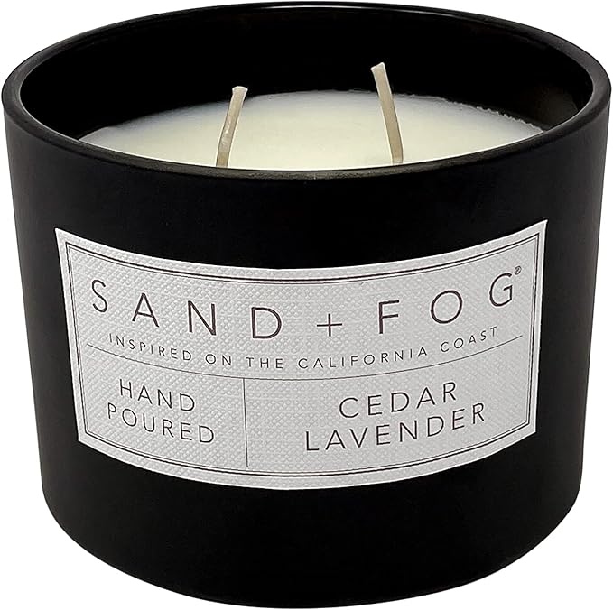 Sand + Fog Scented Candle - Cedar Lavender – Additional Scents and Sizes – 100% Cotton Lead-Free Wick - Luxury Air Freshening Jar Candles - Perfect Home Decor – 12oz