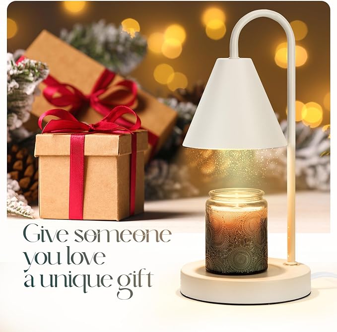 Aimoptg Candle Warmer Lamp,Electric Candle Warmer with Dimmable Light,Scented Wax Melter,No Smoke,Compatible with Various Jar,with 2 Light Bulbs,Home Decor-Milk Coffee