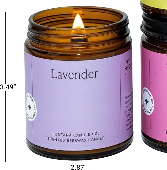 Fontana Candle Co Wood Wick Beeswax Jar Candle, Spring Bundle – Made Safe with Coconut Oil & Pure Essential Oils – 35+ Hrs Clean Burn, Long Lasting and Non-Toxic Candles for Home & Room Decor