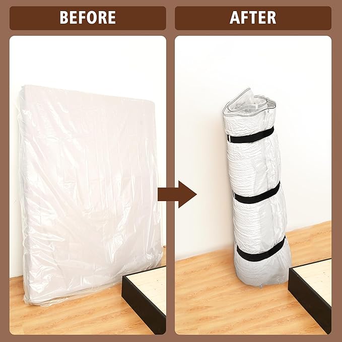 Twin Size Mattress Vacuum Bag for Memory Foam/Latex Mattress Upto 14 Inch, Moving Shipping and Storage, Waterproof and Airtight with 3 Adjustable Straps