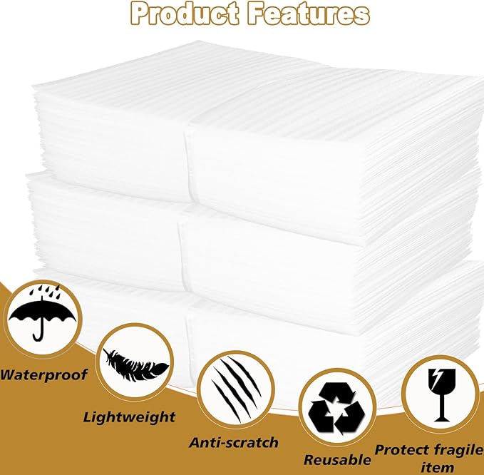 10'' x12'' Cushion Foam Pouches, 50Pcs Packing Cushioning Supplies for Moving, Foam Wrap Pouches Protect Fragile Items, Cushioning Foam Padding for Packaging Dishes/China/Cups/Plates/Mugs