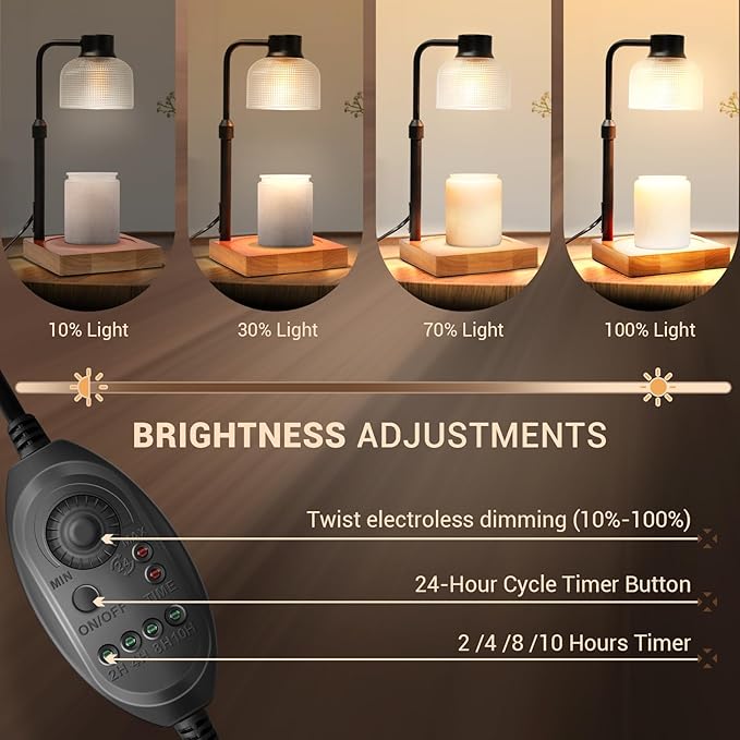 KLL Candle Warmer Lamp with Timer and Dimmer: Mothers Day Gifts, Gifts for Mom, Birthday Gift for Women - House Warming Gift New Home Decor - Brown