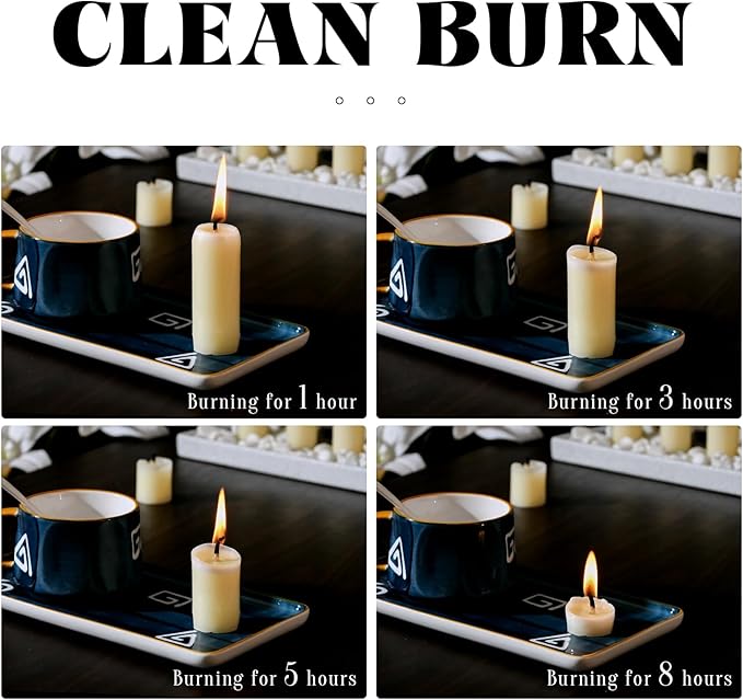 30 Pack Natural Thin Beeswax Pillar Candles - 1.3 inch Wide Dripless Bees Wax Candles, Smokeless Clean Burning for Home, Meditation, Relaxation, Emergency & Power Outages (Off White Beeswax)