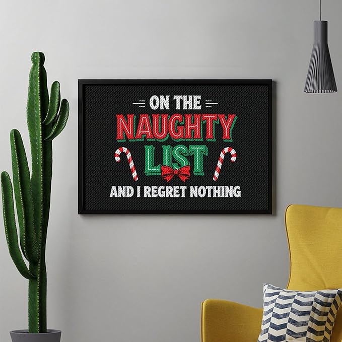 AIVKIEJK Diamond Painting Kits for Adults - On The List of Naughty and I Regret Nothing Christmas Painting DIY 5D Full Drill Diamond Dots Paintings with Diamonds Gem Art and Crafts Home Decor 8"x12"