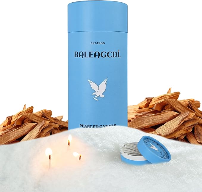 Scented Candle Sand - YUKCAXDLS 18oz Hearthside Sandalwood Pearled Candles with 30 Wicks - Warm Woody Scent - Refillable for Making Lasts up to 100+ Hours of Steady Burn Smokeless - White