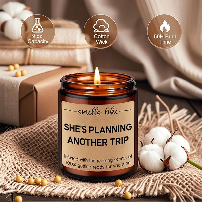 LEADO Candle, Travel Gifts for Women, Gifts for Travelers - Cool Ideas for People Who Travel, Girls Trip - Funny Birthday, Mothers Day, Traveling Presents for Travelers Women, Mom, Couple, Friend, Her
