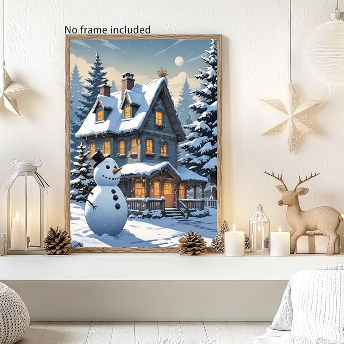 QZOTRXI Christmas Diamond Painting Kits for Adults DIY, 5D Snowman Winter Landscape Diamond Art for Beginners,Round Full Drill Paintings with Diamonds Gem Art for Home Wall Decor 12x14 Inch