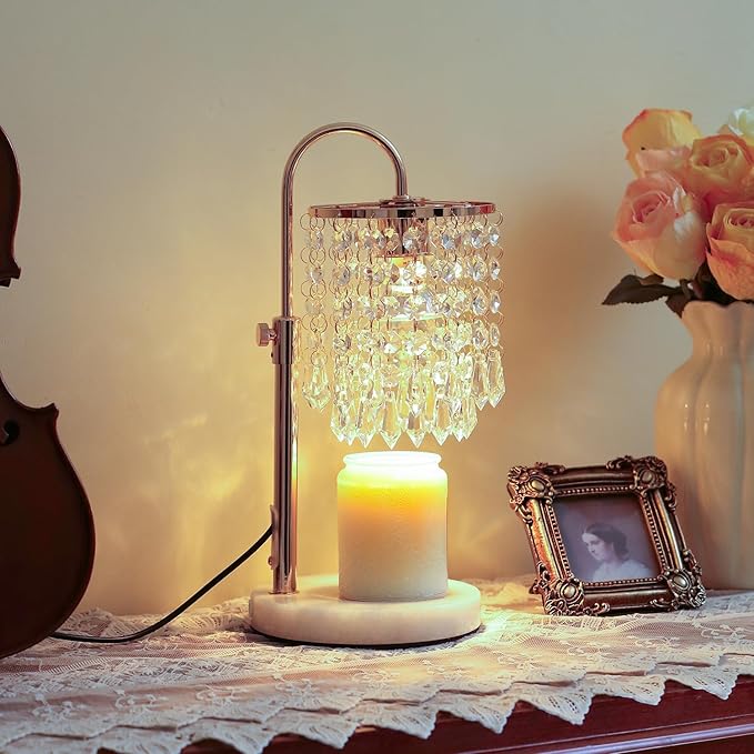 Candle Warmer Lamp with Timer Dimmer and 3 Bulbs, Lamp Candle Warmer with Marble Base,Wax Melt Warmer for Jar Candles, Birthday Gifts for Women Mom, House Warming Gifts New Home Decor