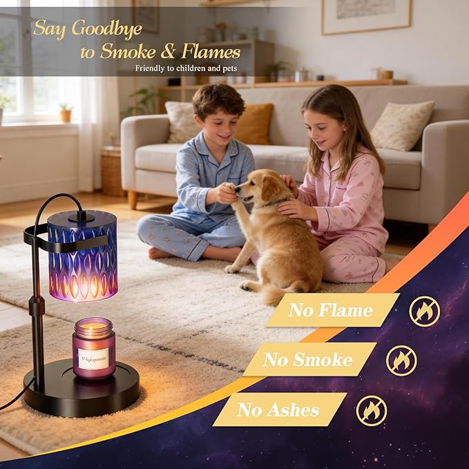 Candle Warmer Lamp with Timer & Dimmable 4-Level Brightness - Adjustable Height,for New Home Bedroom, Gifts for Women(Blue)