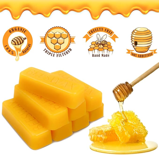 TRINIDa 24 oz Yellow Beeswax Bars, Natural Organic Beeswax Block 24 PCS, Bees Wax Candle Making, Beeswax for Candle Making, Bees Wax Making for Skincare, Lip Balms, Lotions, DIY Cosmetic Grade Gift