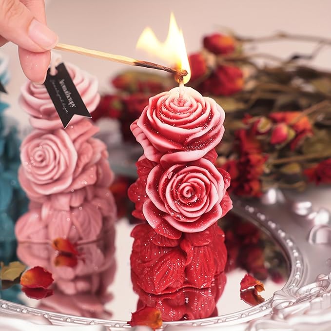 Rose Bouquet Silicone Molds, 3D Rose Resin Candle Molds, Silicone Molds for DIY Handmade Soaps, Clay Craft, Epoxy Resin Crafts, Birthday Gifts, Valentine's Day Gifts & Home Decorations(A)