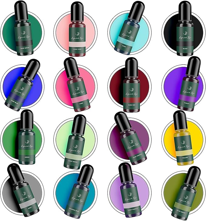 Hearth & Harbor Liquid Candle Dye for Soy Candle Making, 16 Vibrant Colors, Safe and Natural Candle Wax Dye