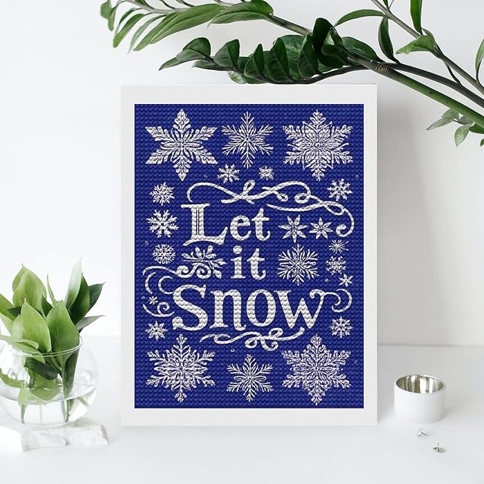 AIVKIEJK Diamond Painting Kits for Adults - Festive Snowflake Christmas Let It Snow Painting DIY 5D Full Drill Diamond Dots Paintings with Diamonds Gem Art and Crafts Home Decor 12"x16"