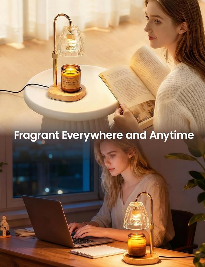 Candle Warmer Lamp with Timer Dimmable Candle Warmer Birthday Gifts for Women Mom Sister, House Warming Gifts New Home Room Decor, Height Adjustable Wax Melts Warmer for Jar Candles
