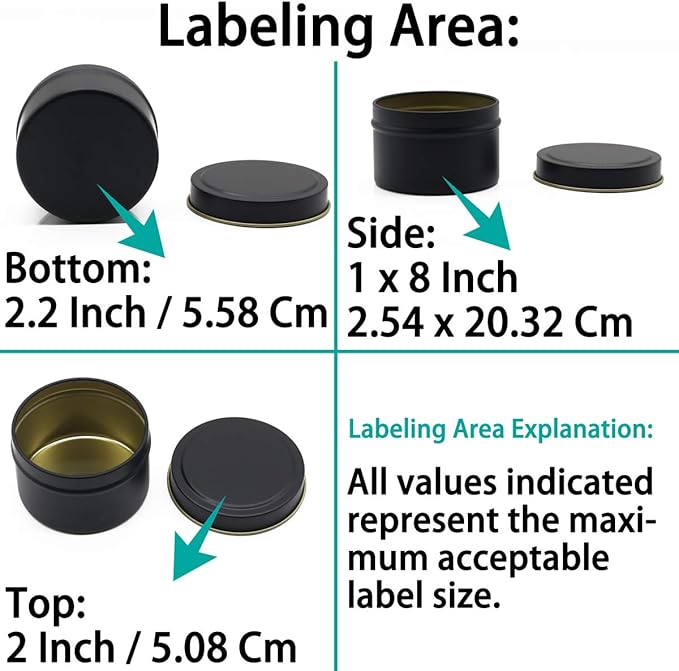 Aroparc Black Tins 4oz, Bulk Making Tins 24 Piece Containers, Jars for Candle Making - Black
