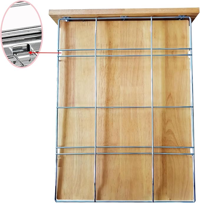 DINDON 2 Tier Pull Out Cabinet Organizer (11" W x 21" D) Slide Out Wood Shelf Organizers Double Tier Kitchen Wire Basket with Chrome Finish…