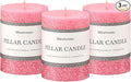 3x4 Inch Pink Pillar Candles Set of 3 - Hand-Poured Unscented Candles, Long Clean Burning, Smokeless Dripless Candle for Dinner Table, Home, Bathroom, Wedding, Valentines Day Decor