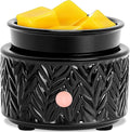 EQUSUPRO Wax Melt Warmer for Scented Wax - 4-in-1 Electric Ceramic Candle Wax Warmer Fragrance Wax Burner Melter for Home Office Decor & Gift for Women (Black Leaf)