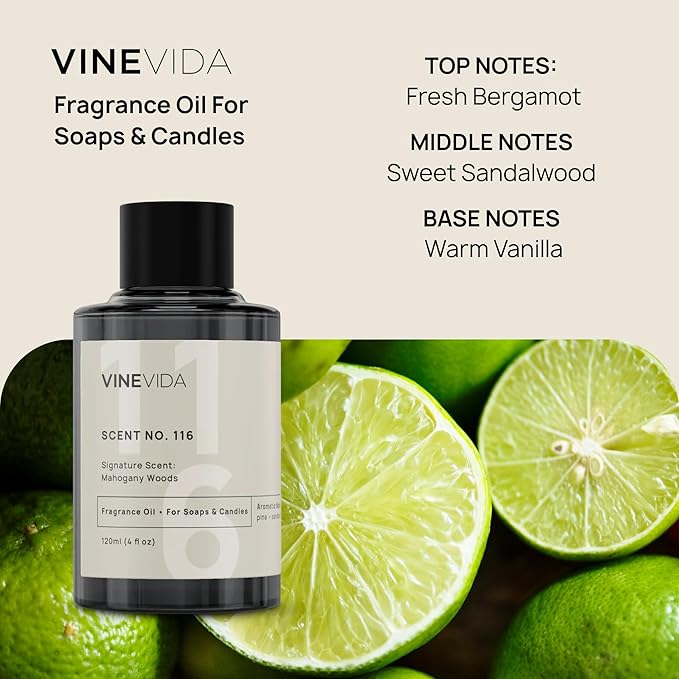 VINEVIDA [4 oz] Mahogany Woods; Fragrance Oil for Candle Making and Soap Making - Premium Candle Scents for Soy Candles