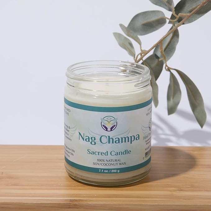 White Sage Candles for Cleansing House Chakra Healing | Energy Cleansing Smudge Candle | Natural Aromatherapy Candle | Sage for Cleansing House Negative Energy (7 oz) (Nag Champa)