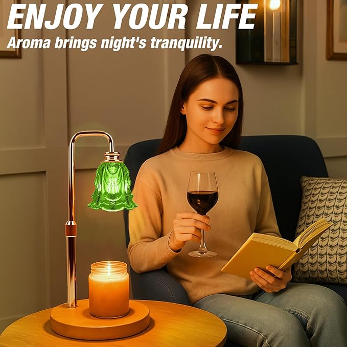 Candle Warmer Lamp with Timer and Dimmer, Electric Wax Warmers for Scented Candles with 5 Brightness Settings, Anti-Glare Lamp with Adjustable Height, Home Decor, Gift for Valentines, Birthday